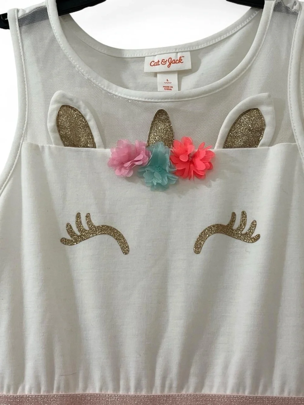 Cat & Jack White and Coral Tulle Unicorn Dress
